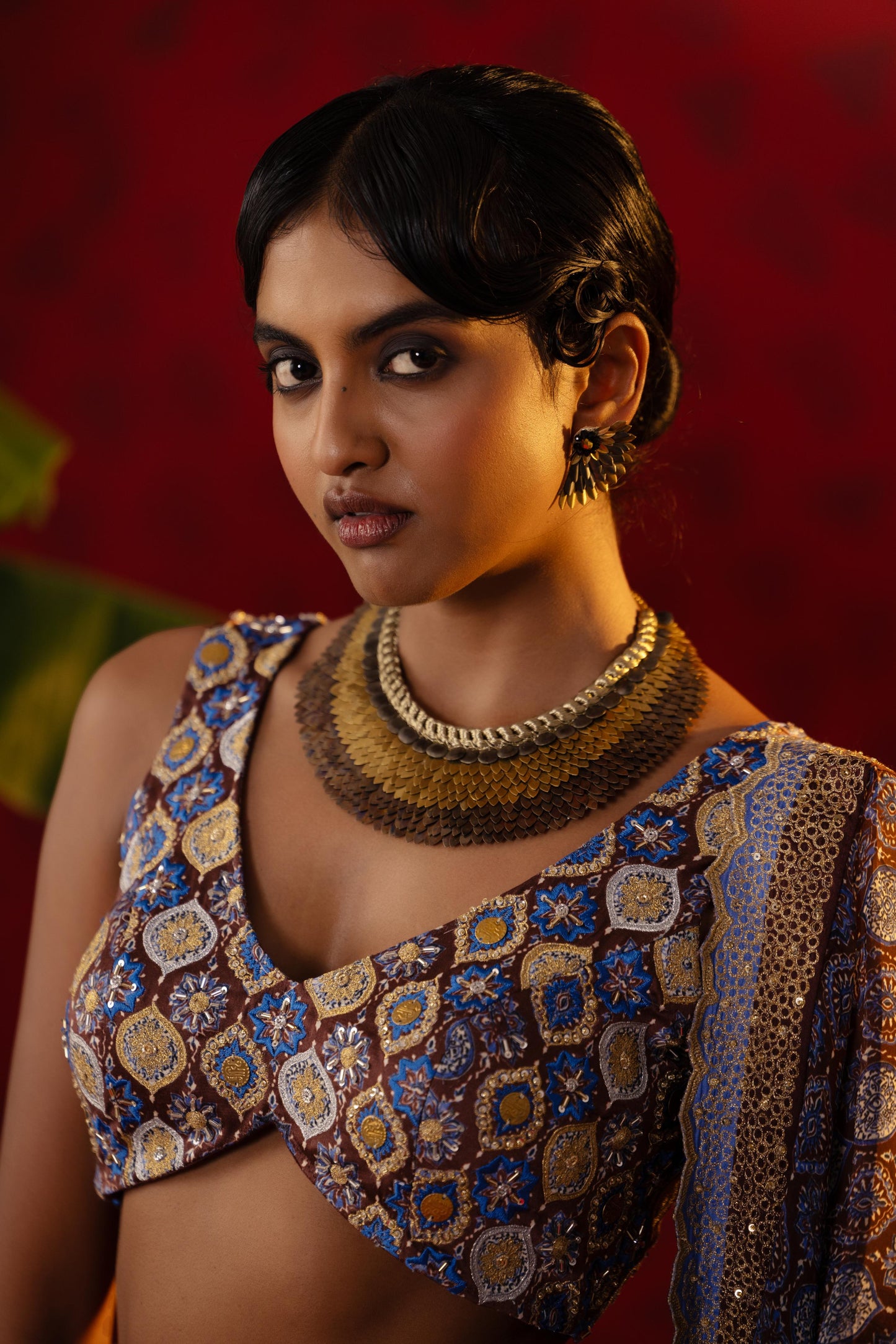 Blue Ajrakh Lehenga Set