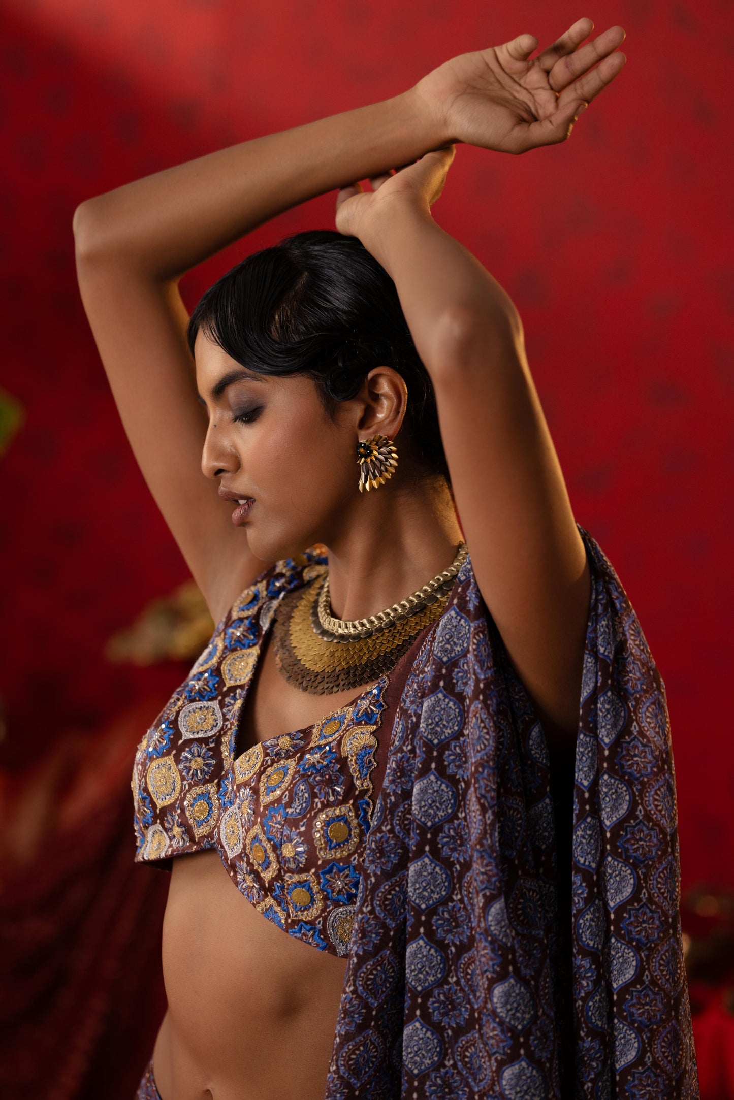 Blue Ajrakh Lehenga Set