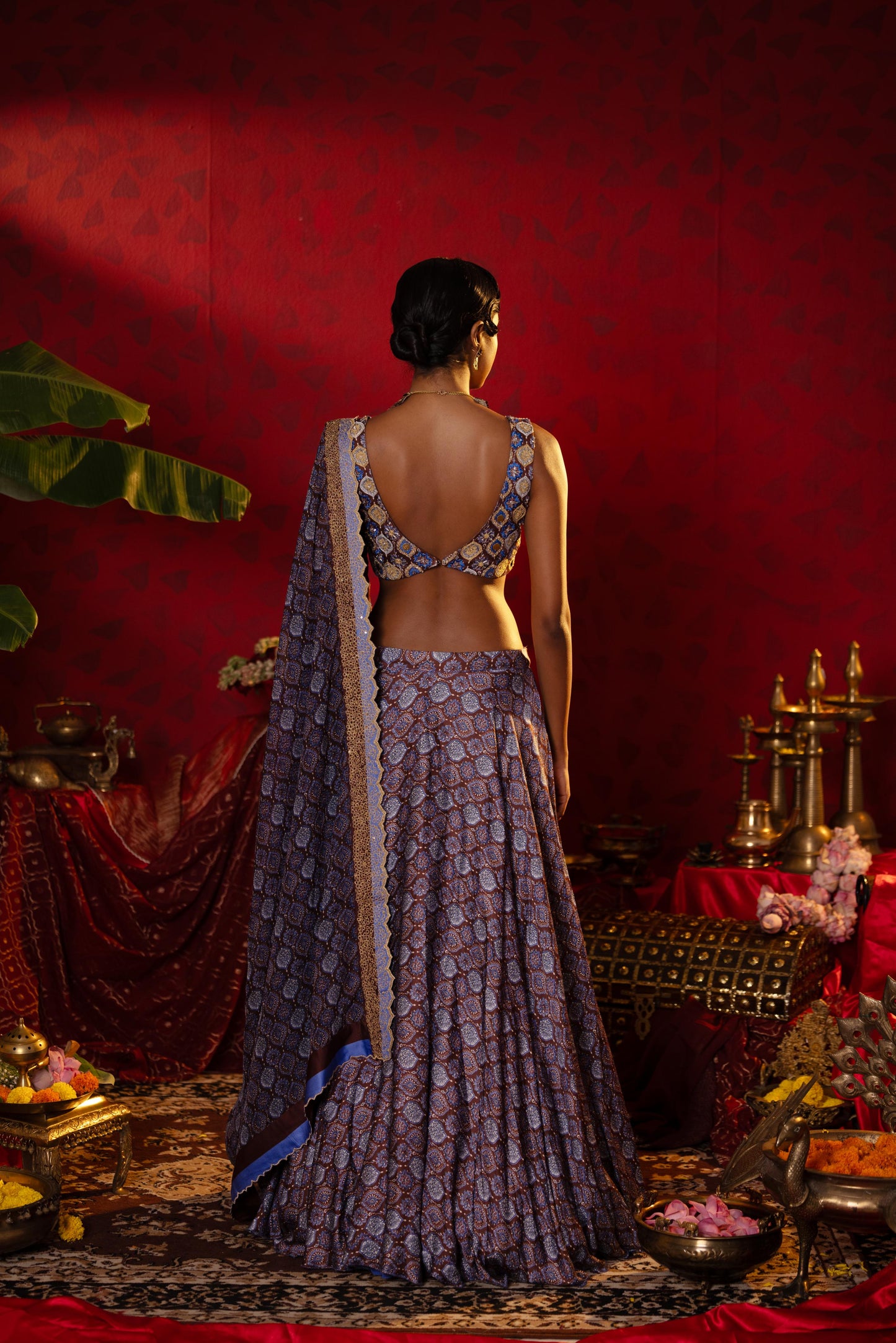 Blue Ajrakh Lehenga Set