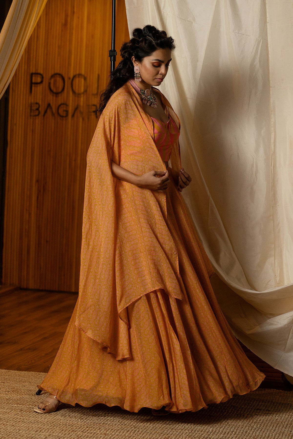 Pink Ajrakh Printed Lehenga Set