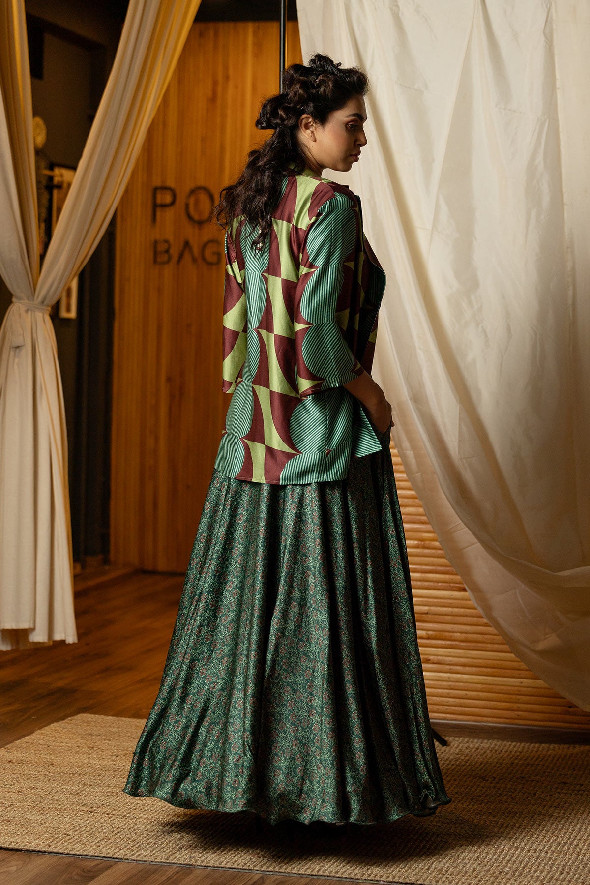 Dark green Blazer Lehenga Set