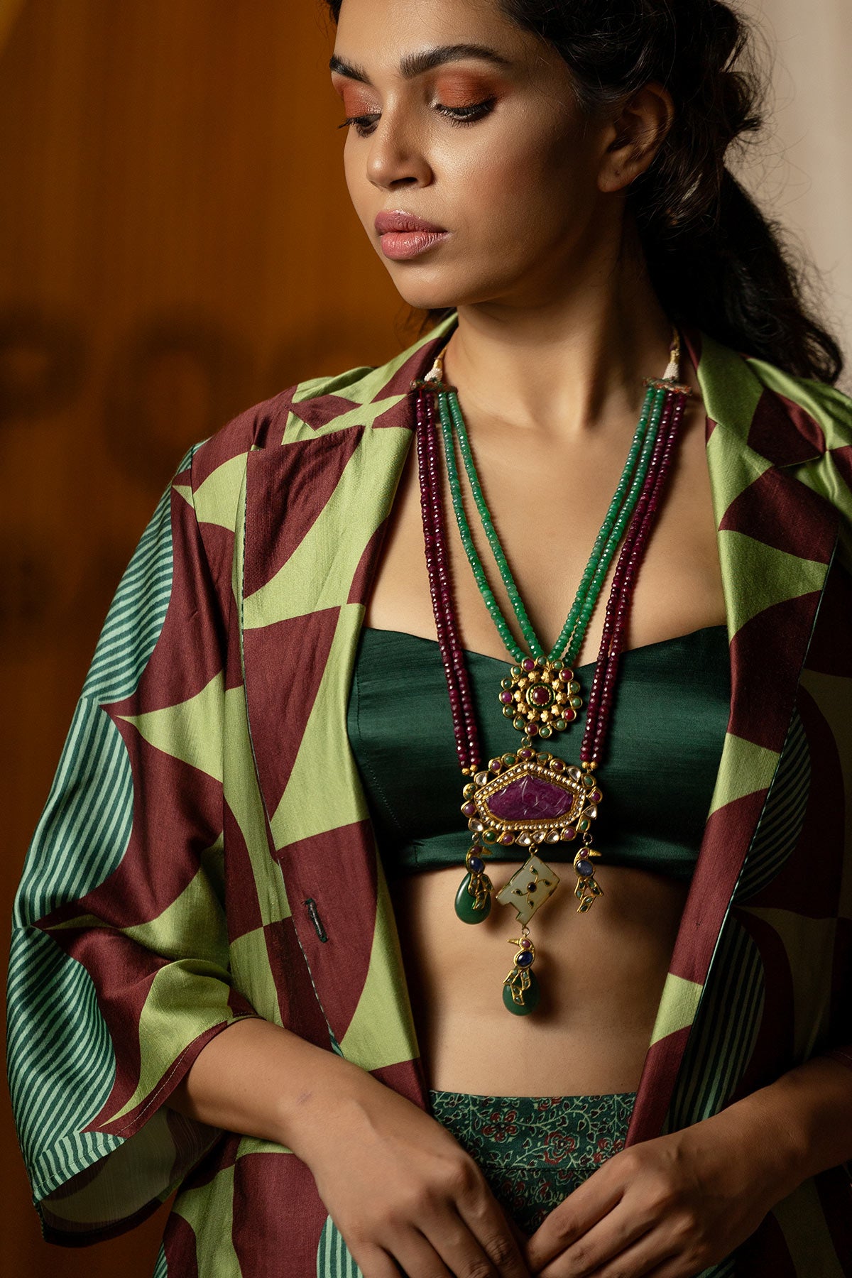 Dark green Blazer Lehenga Set