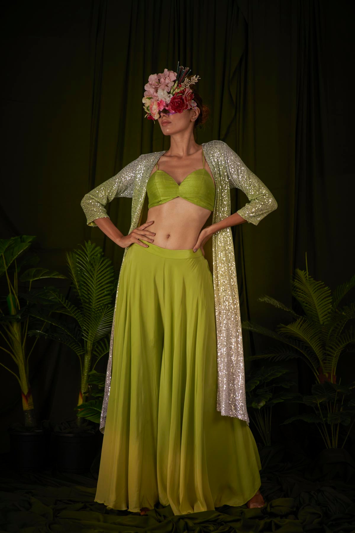 Shades of Lemon Sequin jacket gown