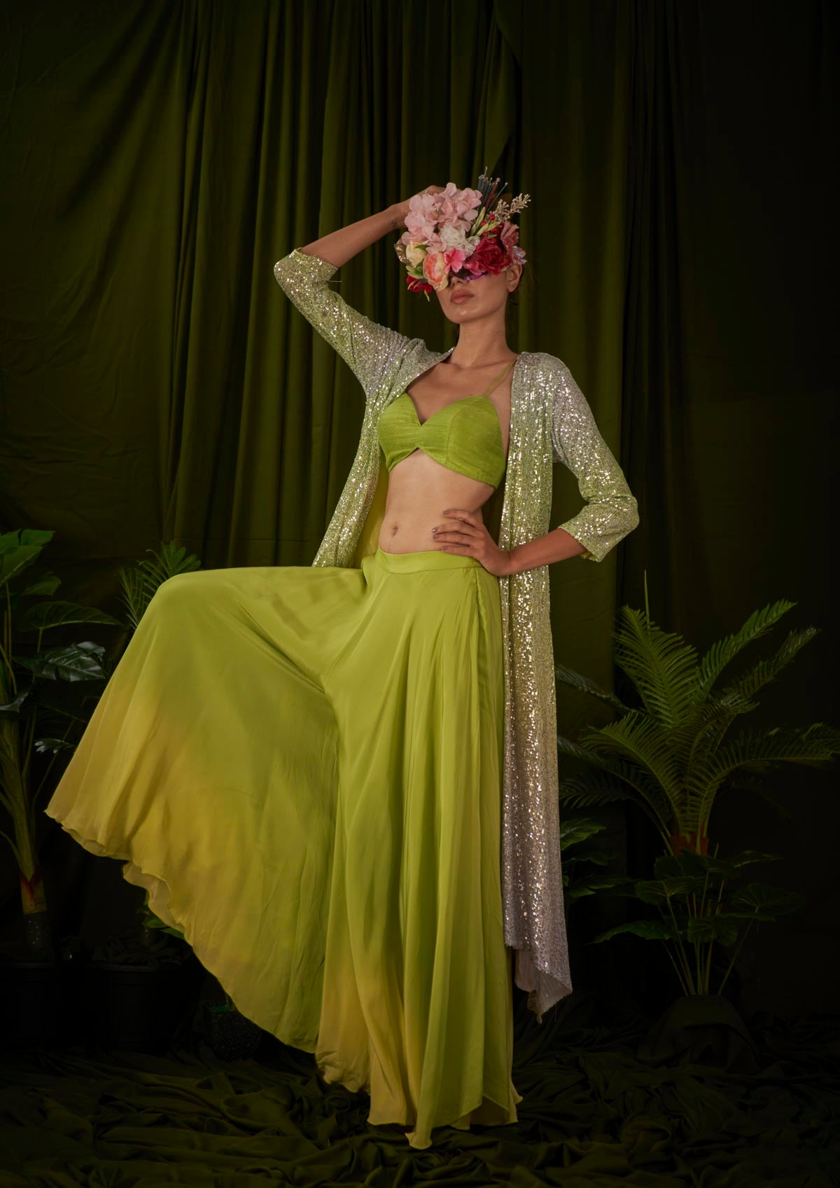 Shades of Lemon Sequin jacket gown
