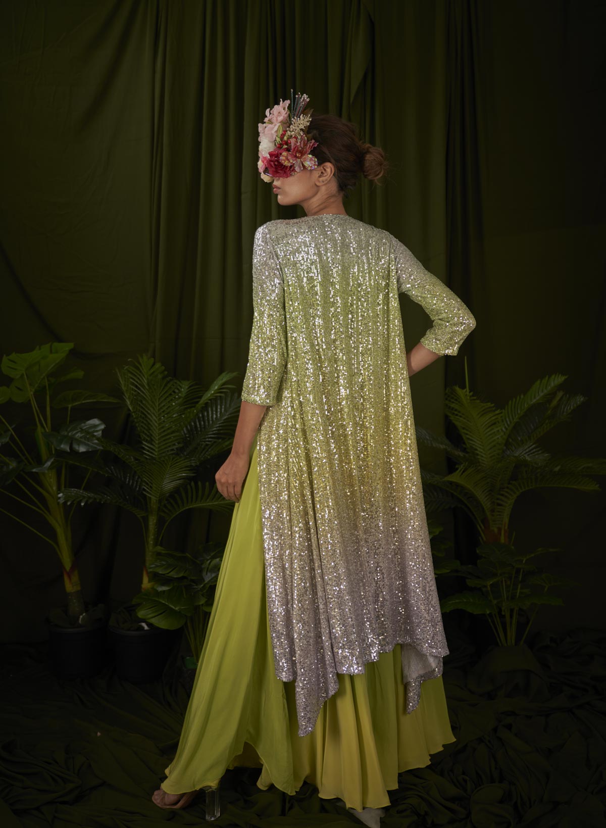 Shades of Lemon Sequin jacket gown