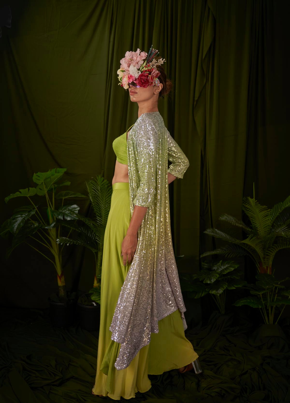 Shades of Lemon Sequin jacket gown