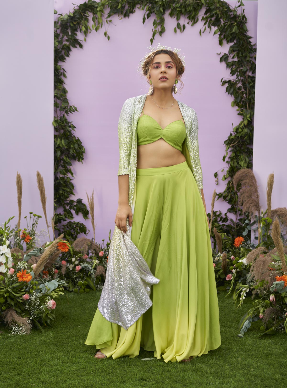 Shades of Lemon Sequin jacket gown