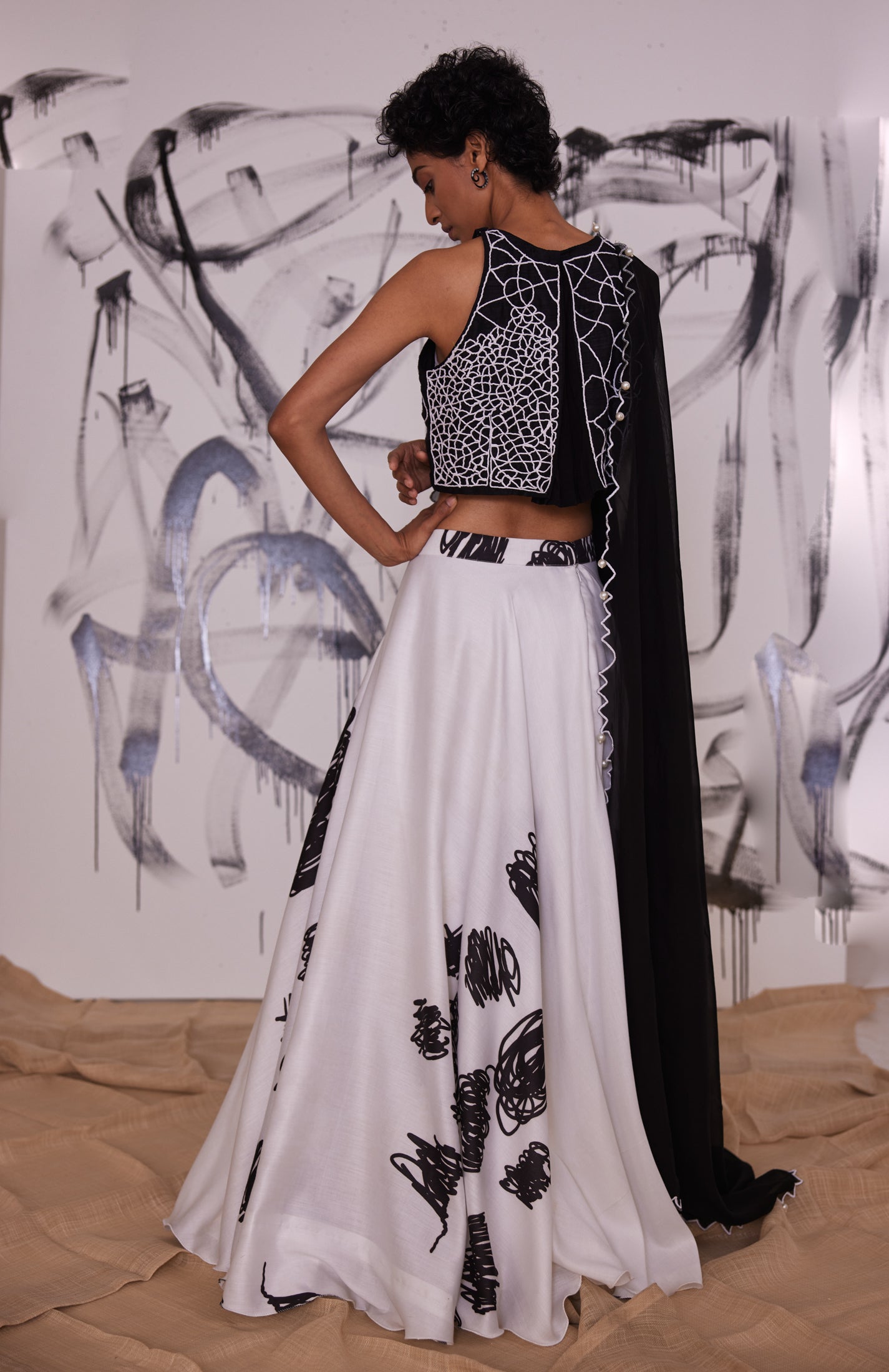 Scribble B&W Lehenga Set