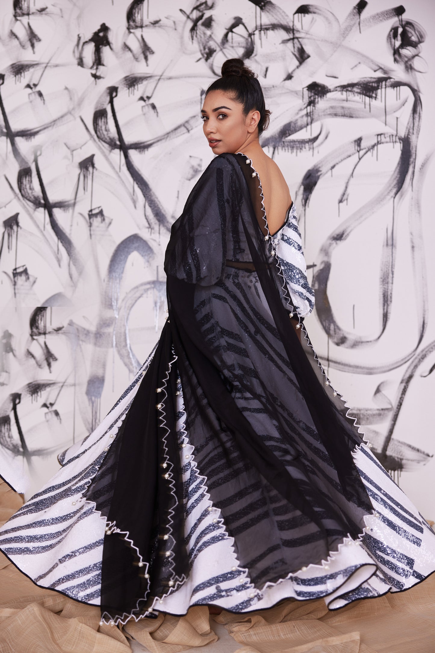 Piano Striped Sequin Co-Ord Lehenga