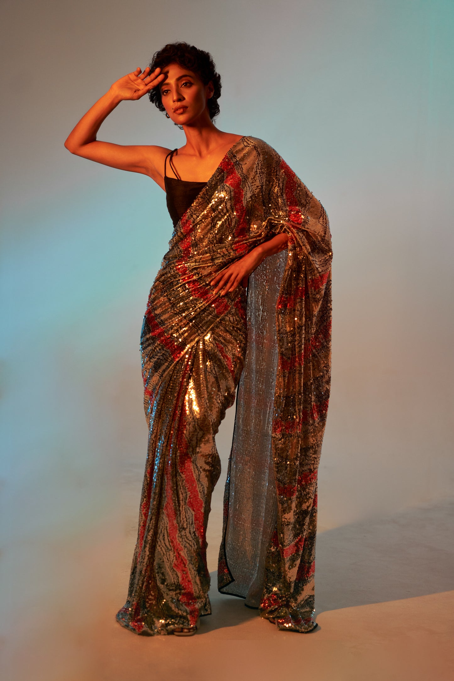 A Summer Wave Sequin Saree