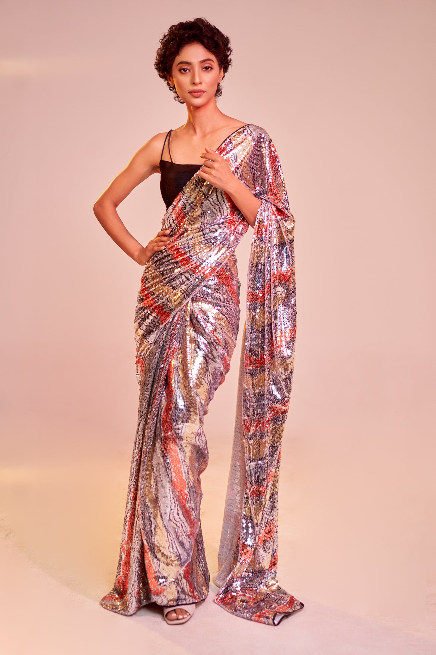 A Summer Wave Sequin Saree