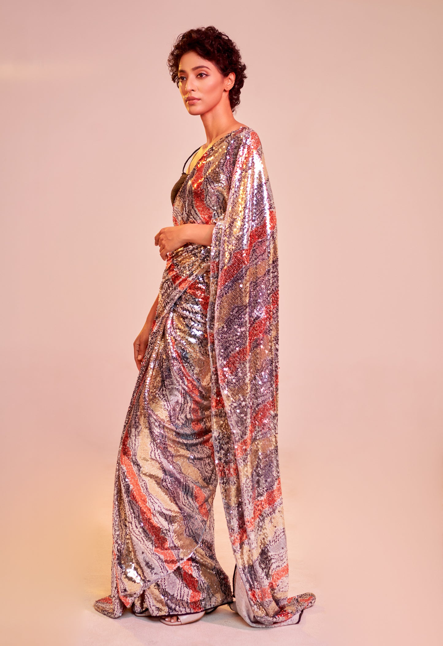 A Summer Wave Sequin Saree
