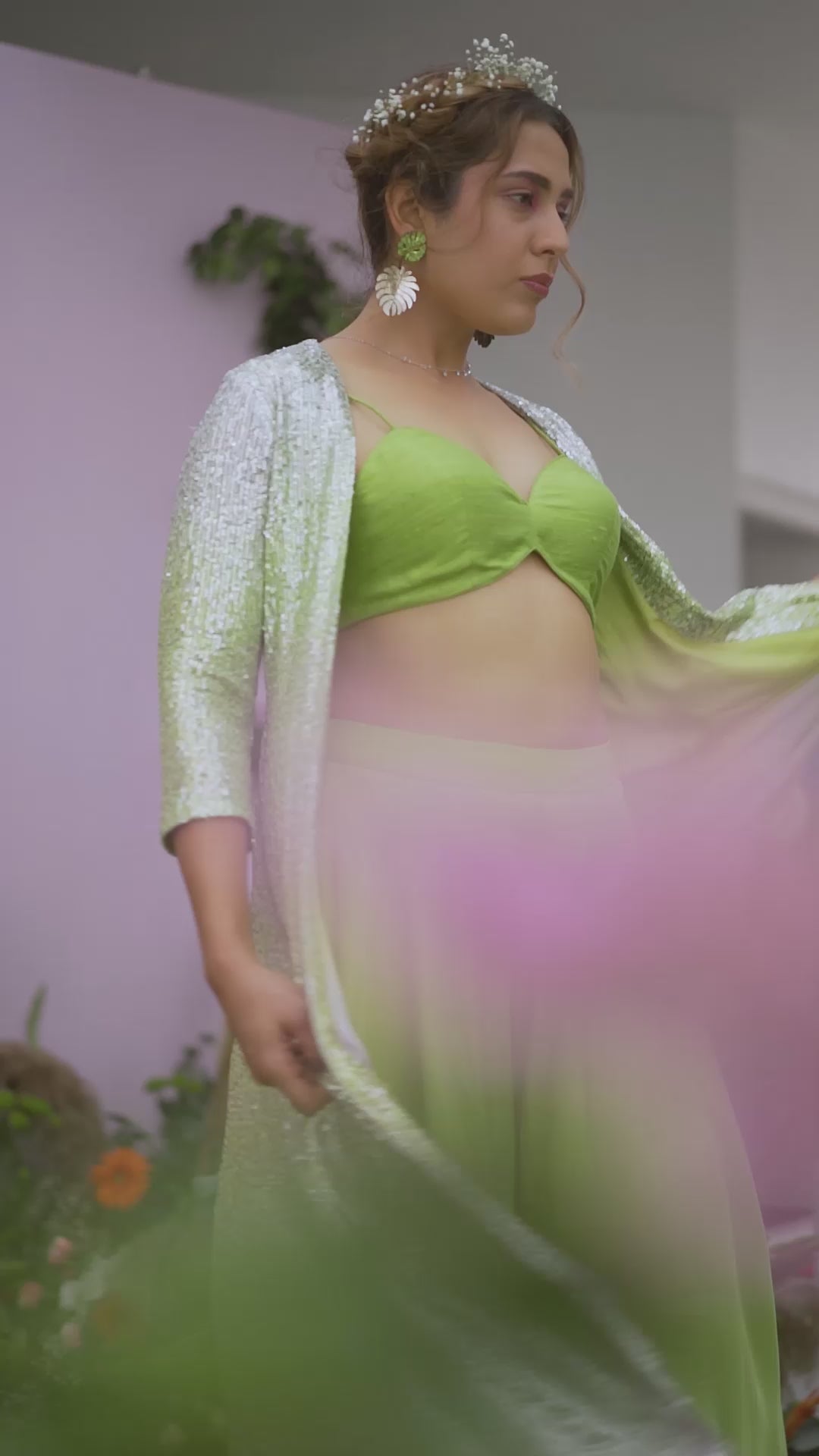 Load and play video in Gallery viewer, Shades of Lemon Sequin jacket gown