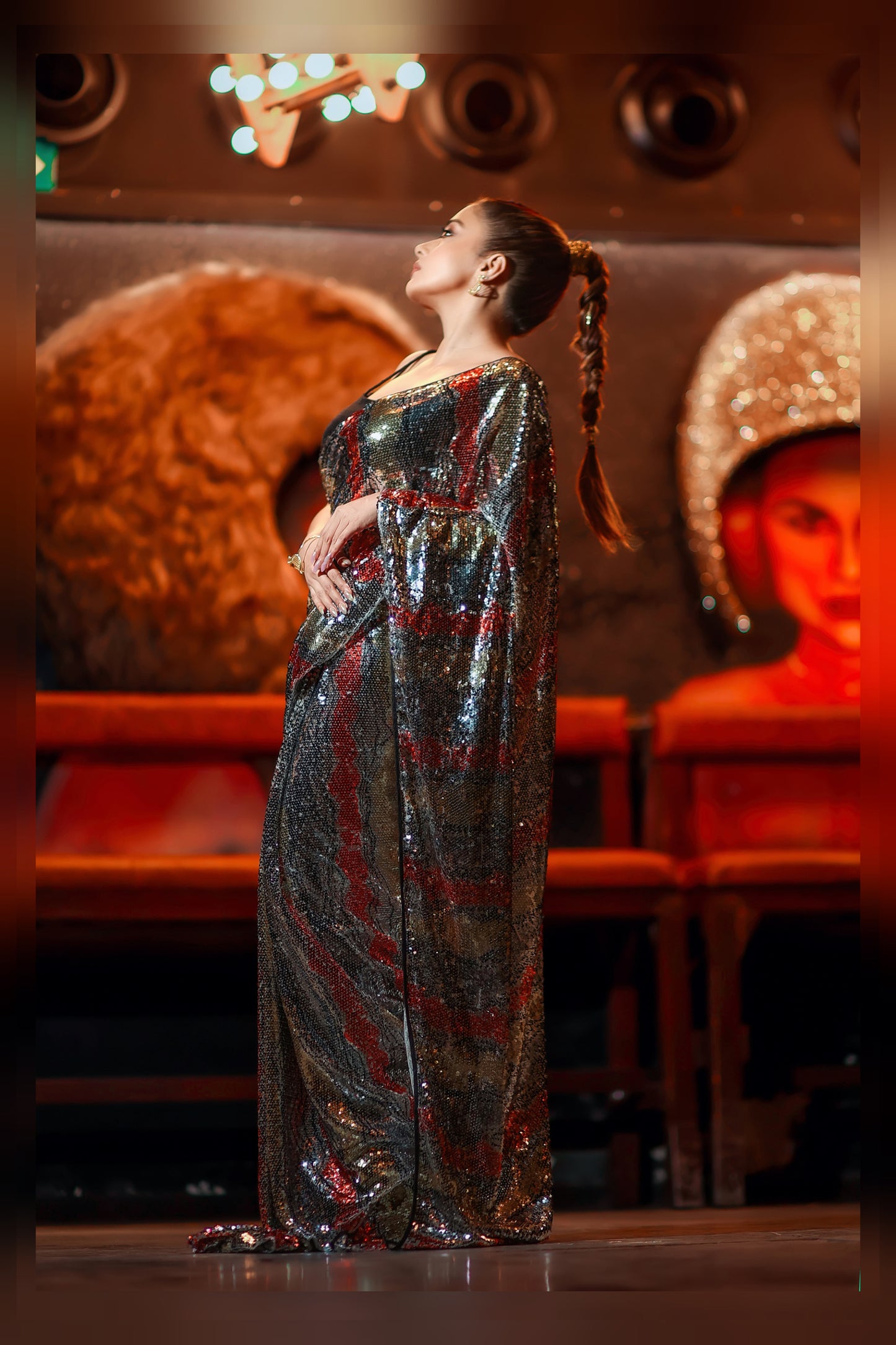 A Summer Wave Sequin Saree