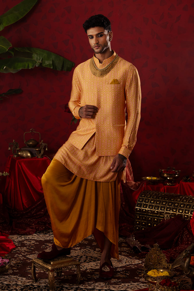 
                  
                    Golden Oasis' Gold Ajrakh Bandi Set
                  
                