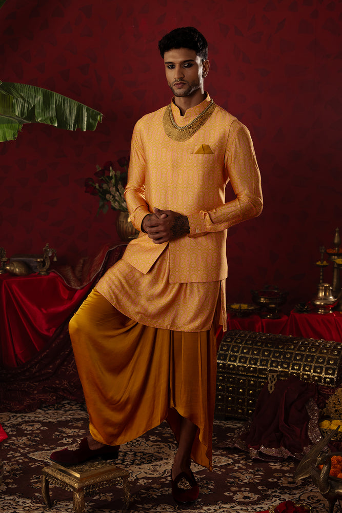 
                  
                    Golden Oasis' Gold Ajrakh Bandi Set
                  
                