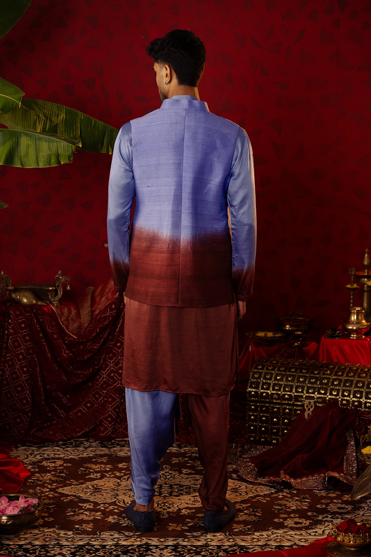 
                  
                    "Ombre Royale" Blue-to-Brown Bandi Kurta Set
                  
                