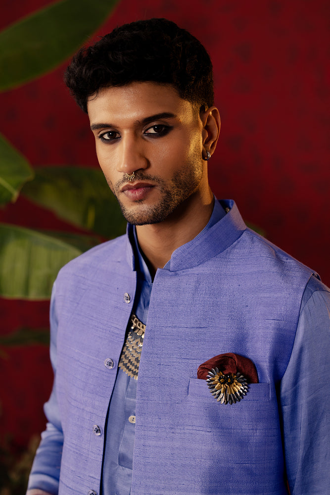 
                  
                    "Ombre Royale" Blue-to-Brown Bandi Kurta Set
                  
                