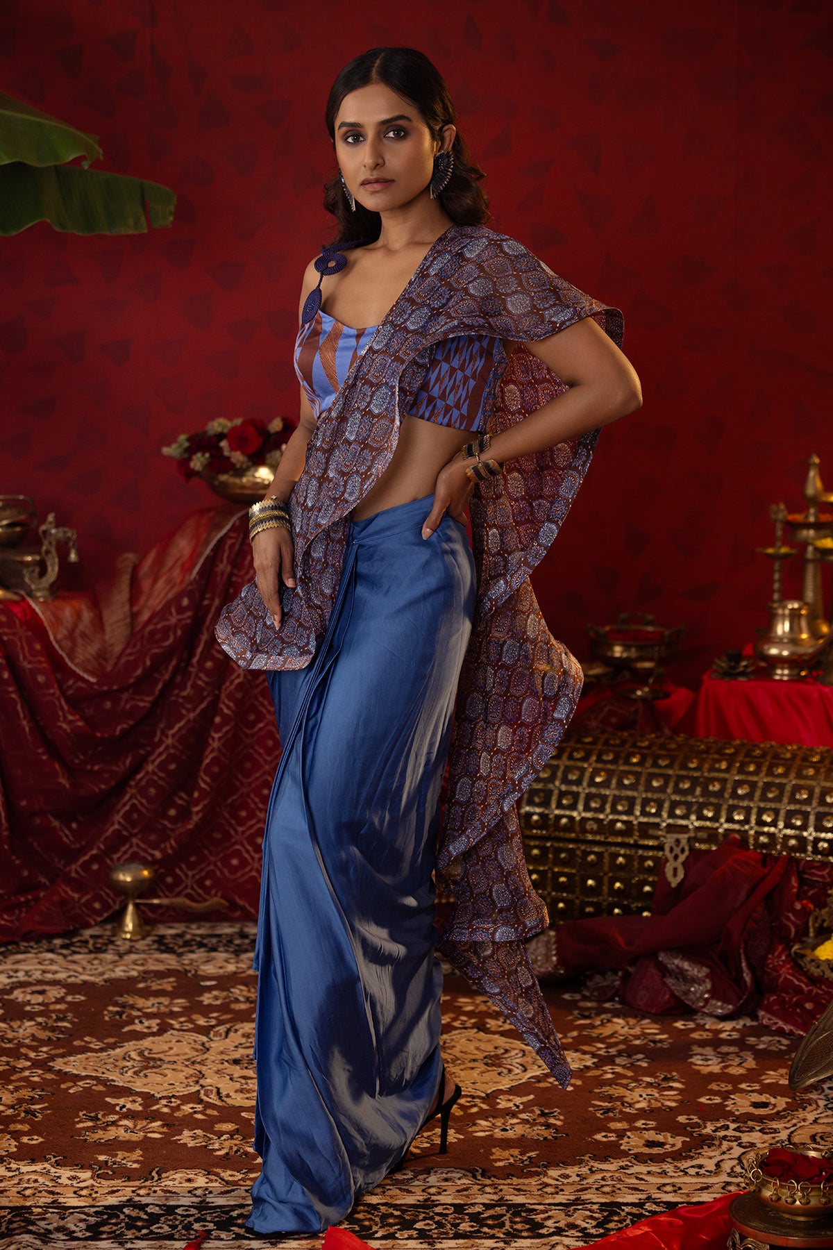 
                  
                    Sapphire Blue Ajrakh Fusion Set
                  
                