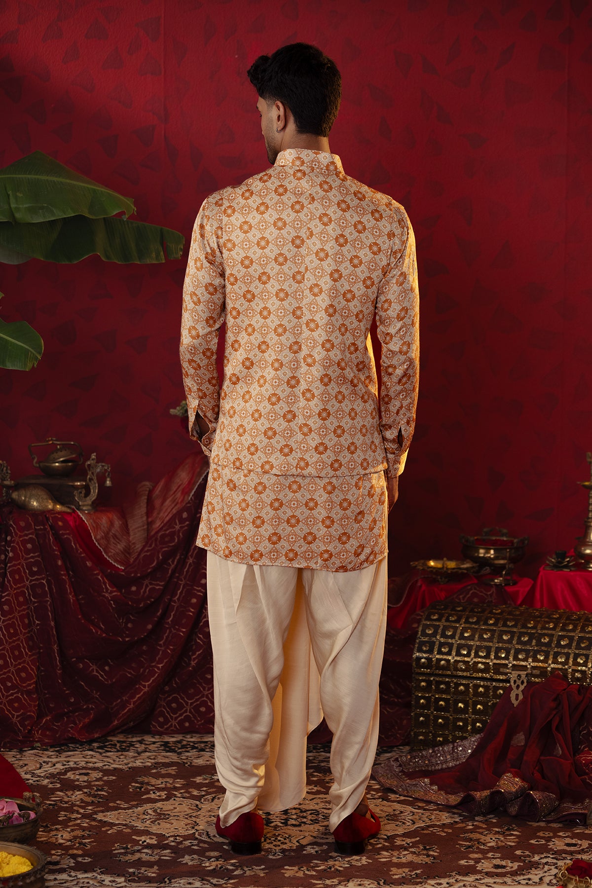 
                  
                    "Warm Whisper" Beige Bandi Dhoti Set
                  
                