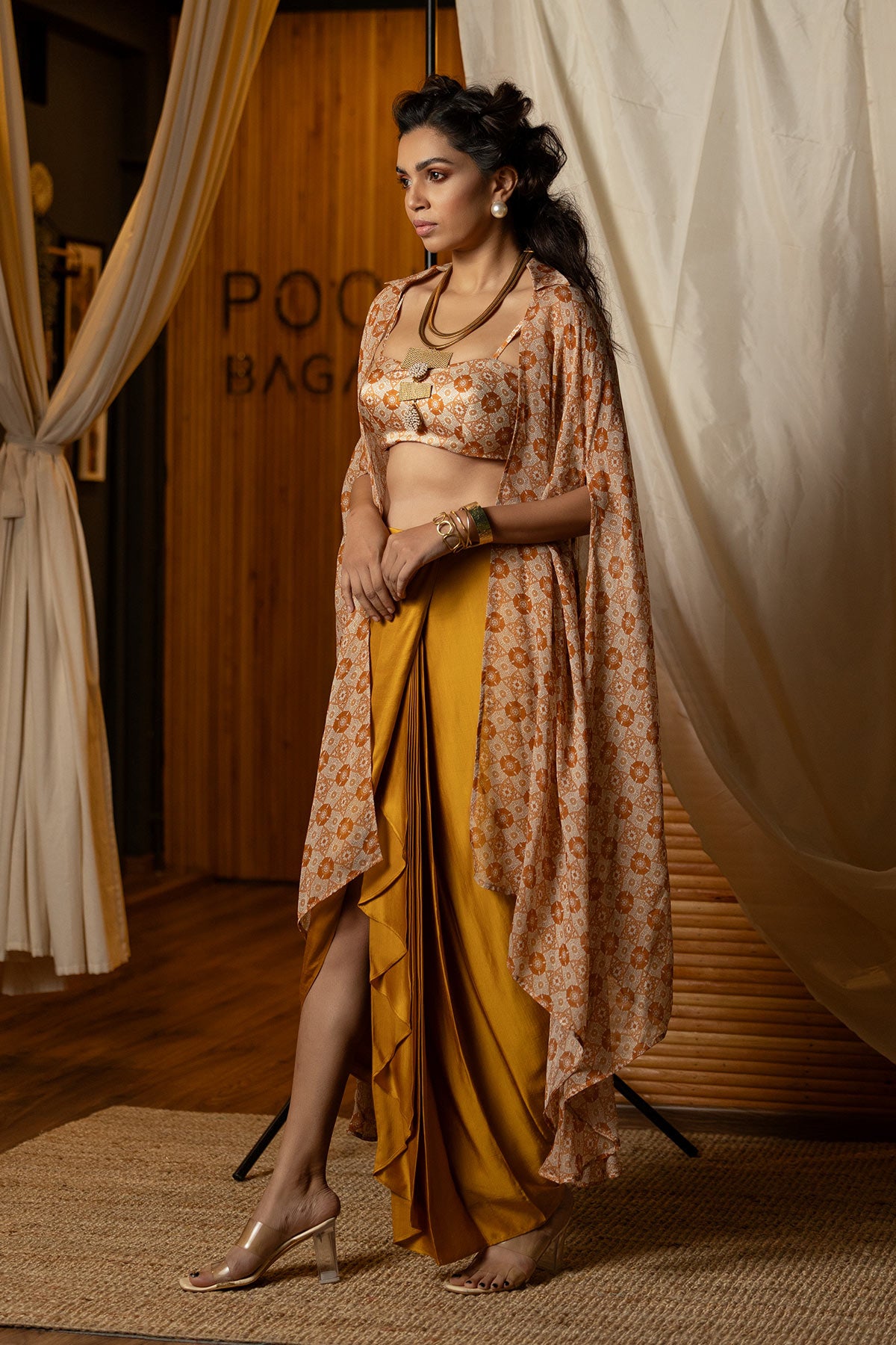 
                  
                    Beige Ajrakh Draped Skirt Set
                  
                