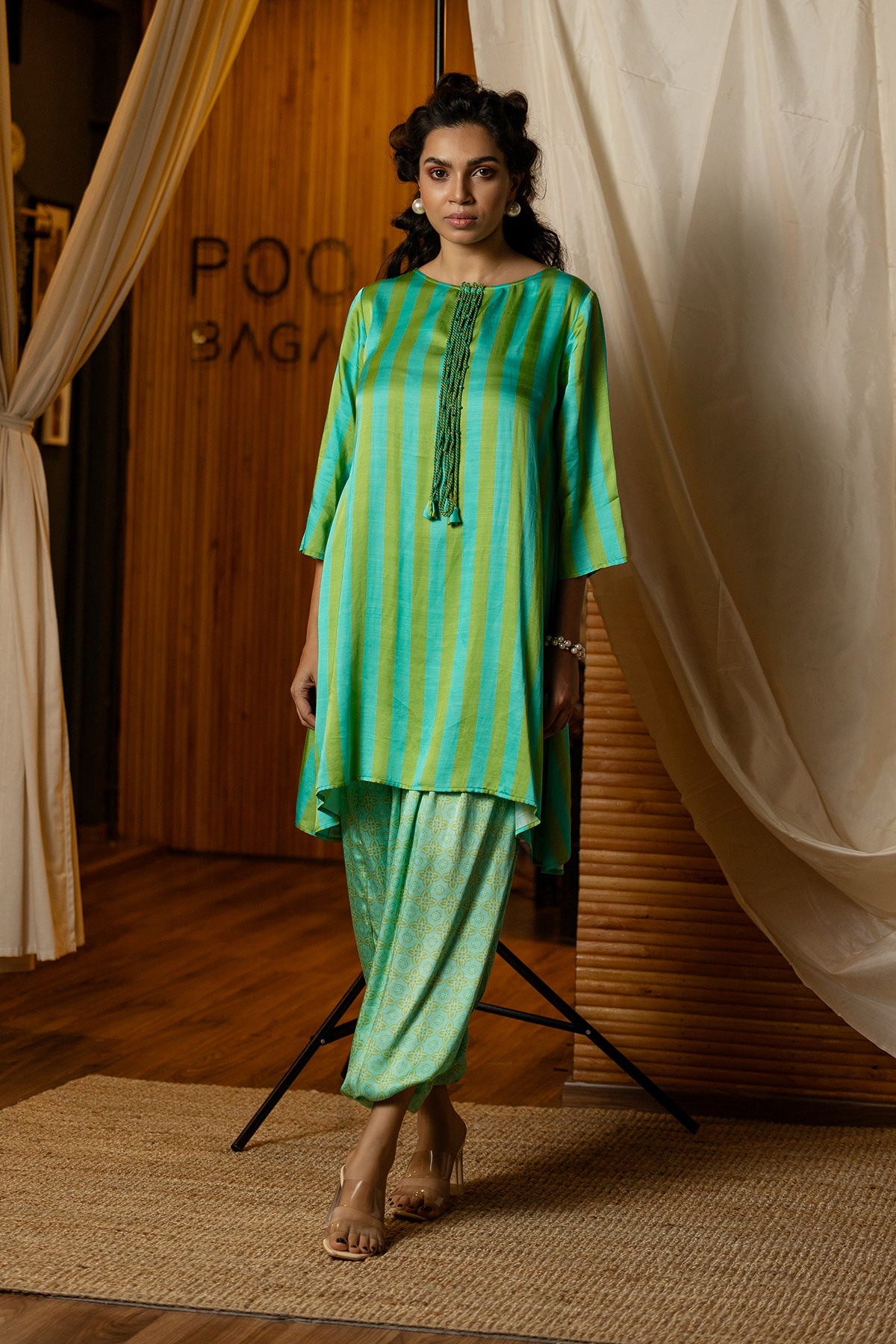 
                  
                    Blue & green Striped Kurta Dhoti Set
                  
                