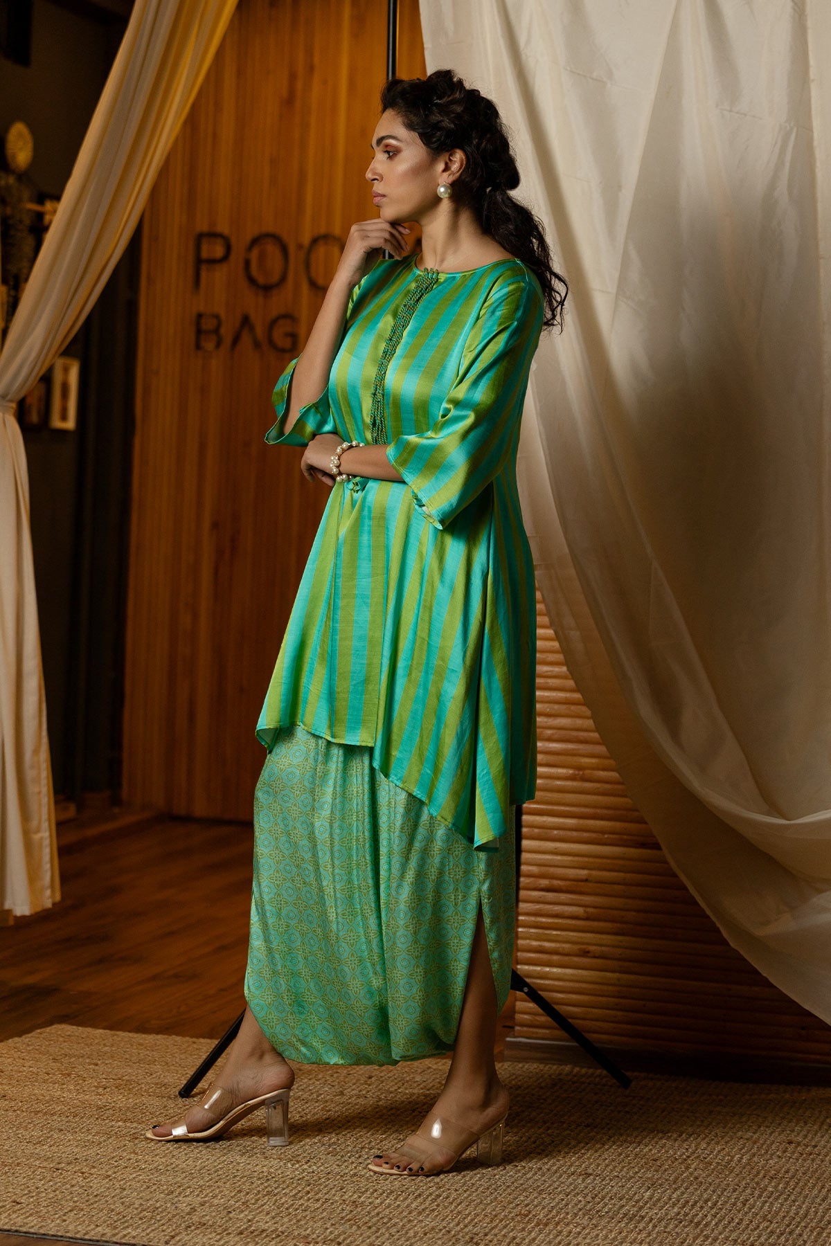 
                  
                    Blue & green Striped Kurta Dhoti Set
                  
                