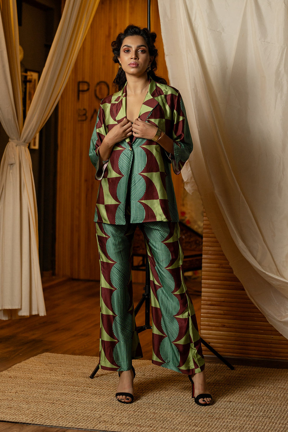 Dark green Geometric Pant Suit