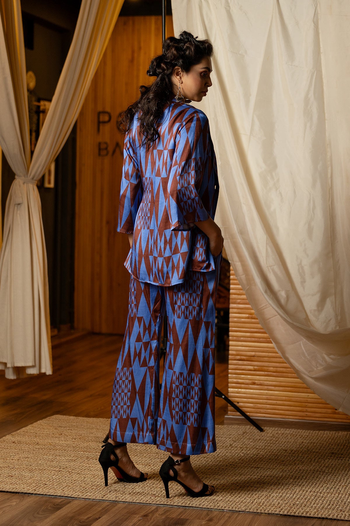 
                  
                    Dark Blue Geometric Pant Suit
                  
                