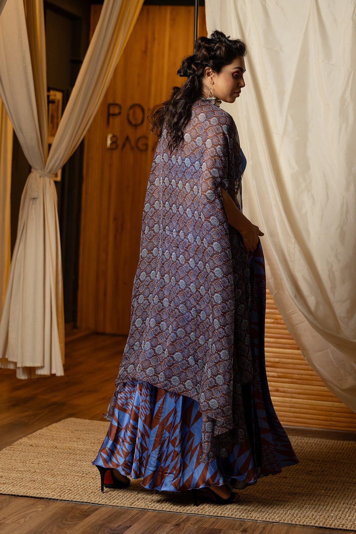 
                  
                    Dark Blue Fusion Lehenga Set
                  
                