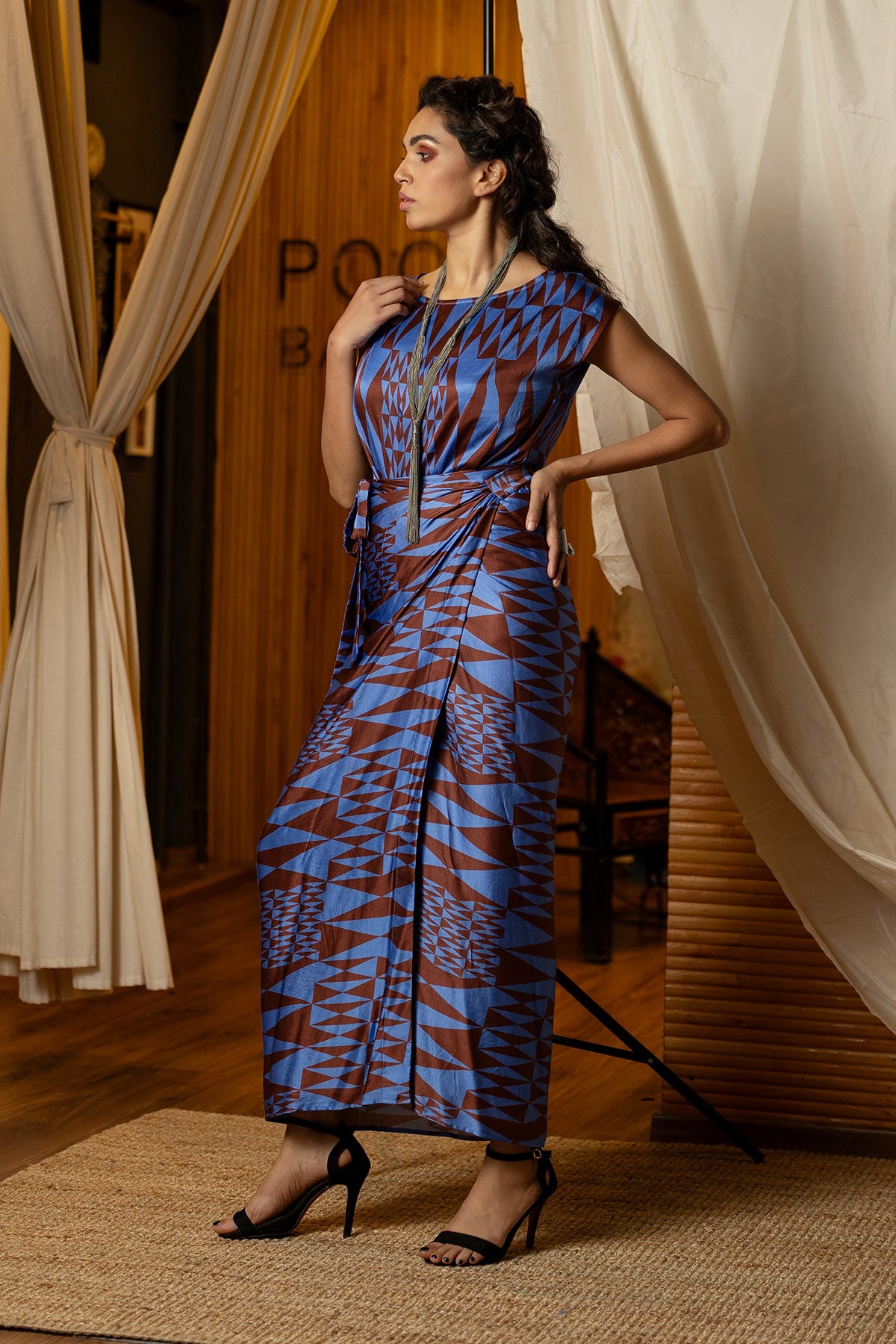 
                  
                    Dark Blue Geometric Draped Co-ords set
                  
                