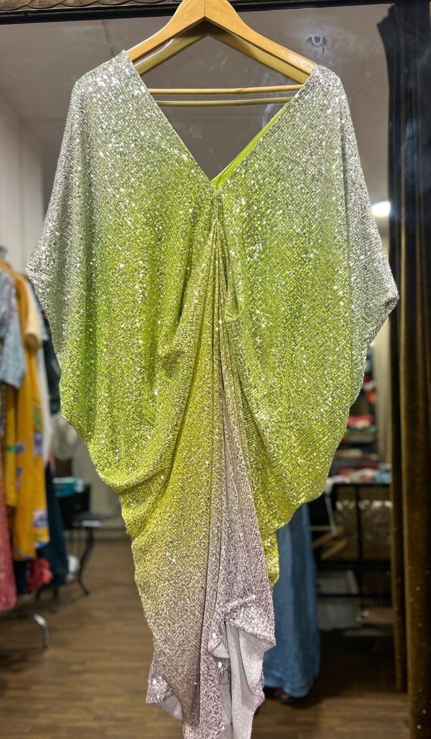 Shades of sunset Draped sequin kaftan POOJA BAGARIA Shades of sunset Draped sequin kaftan POOJA BAGARIA