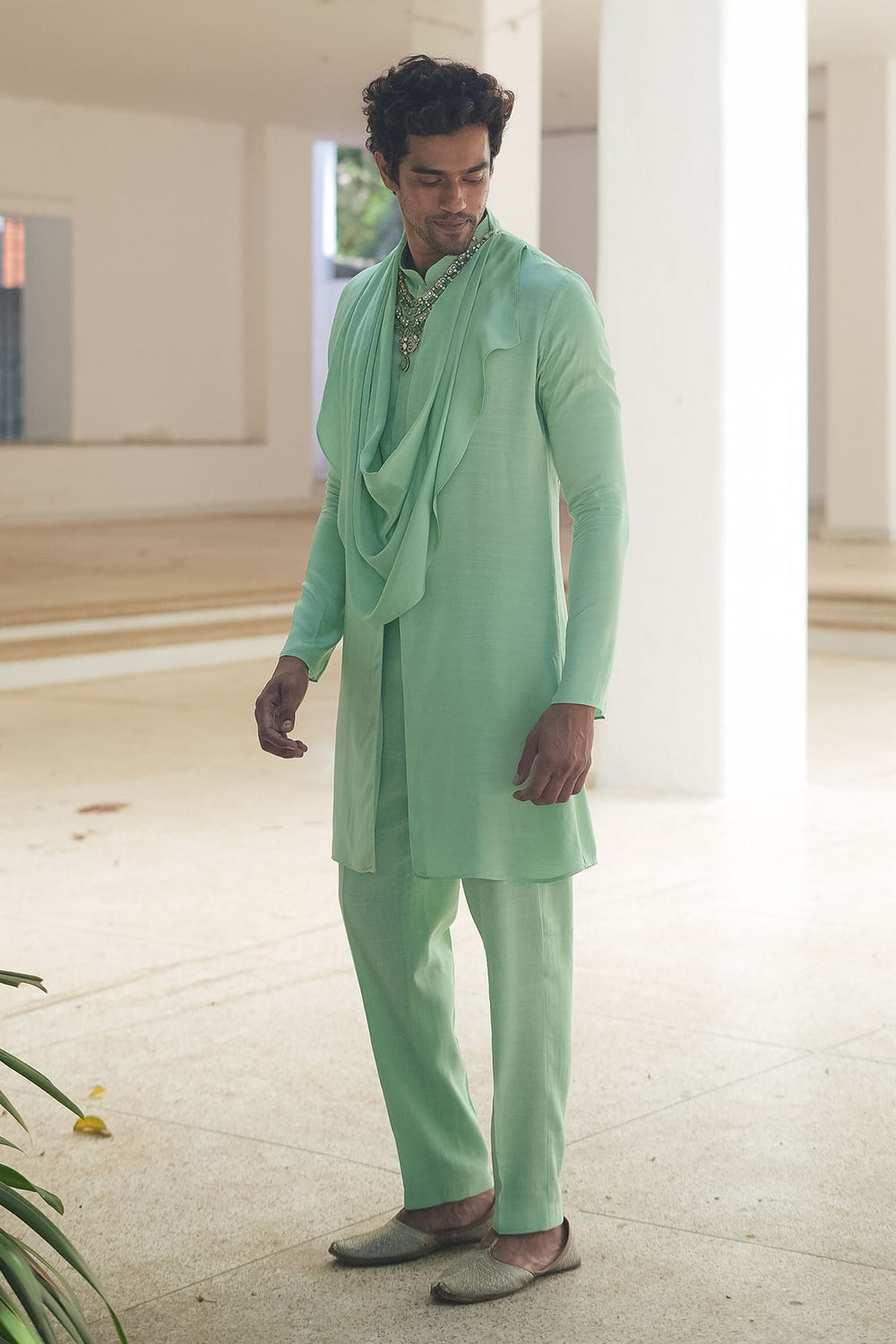 Mint Green Cowl Kurta Set