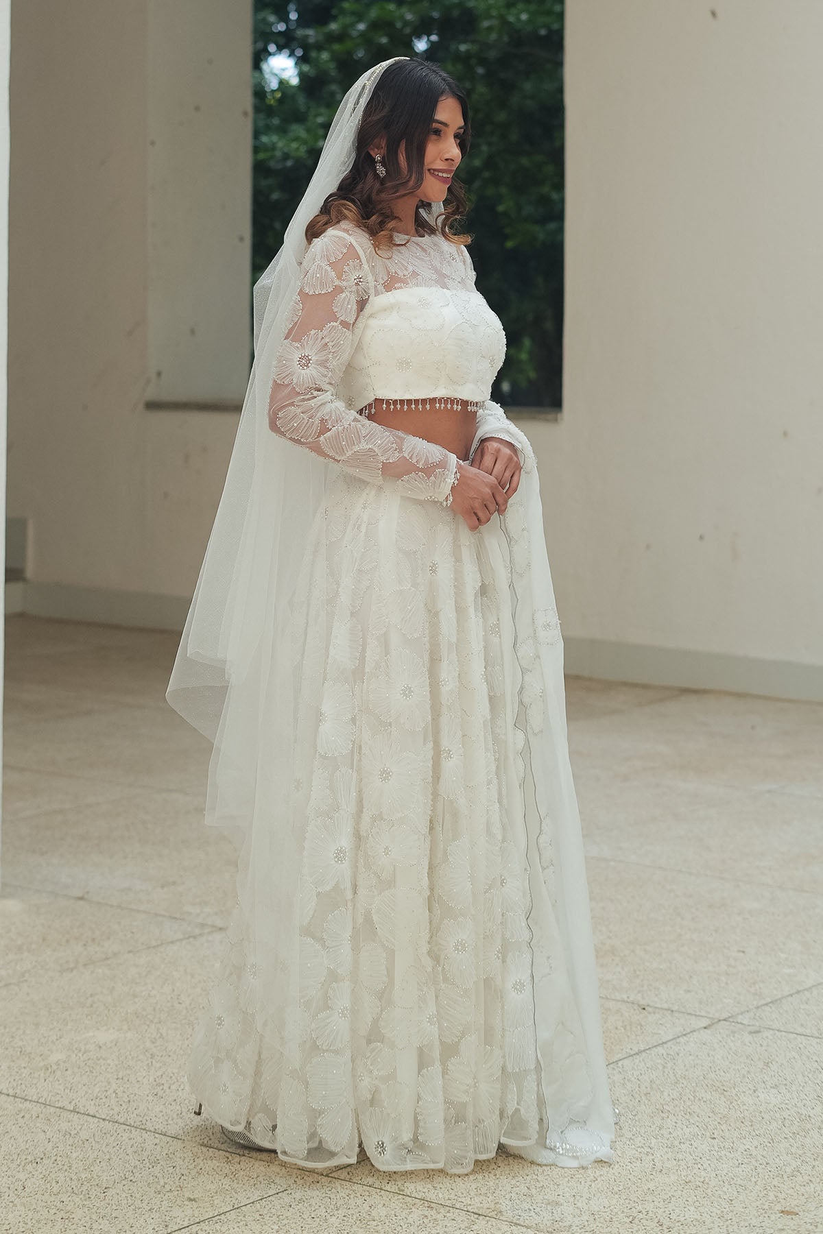 
                  
                    White Flower Bloom Glitter Lehenga Set
                  
                