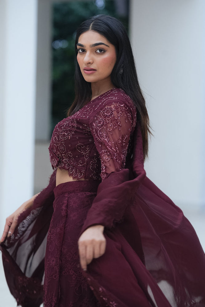 
                  
                    Burgundy Chantilly Jacket Pant Set
                  
                