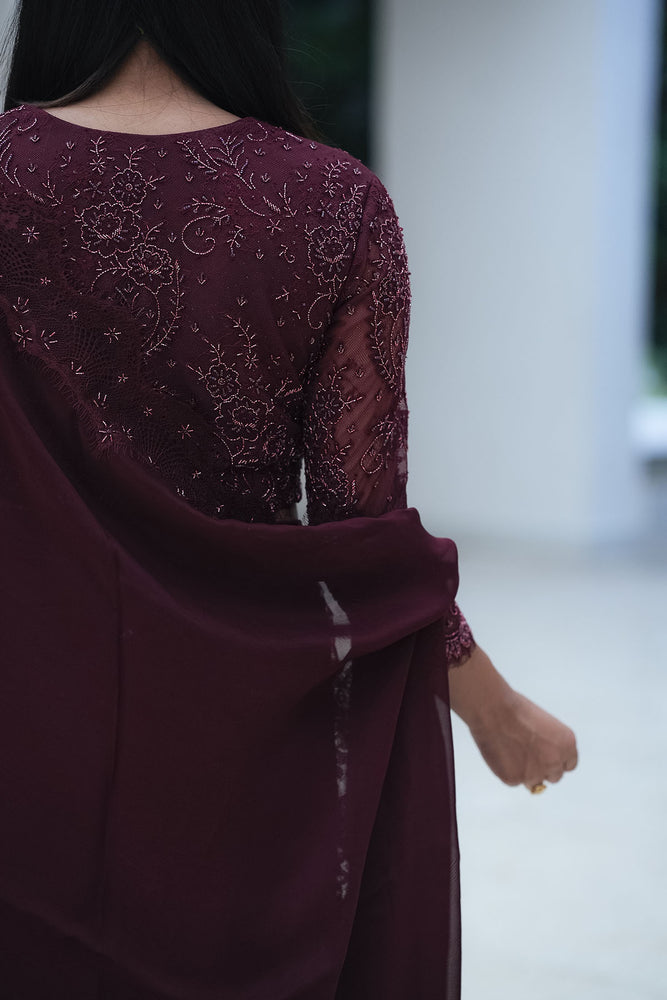 
                  
                    Burgundy Chantilly Jacket Pant Set
                  
                
