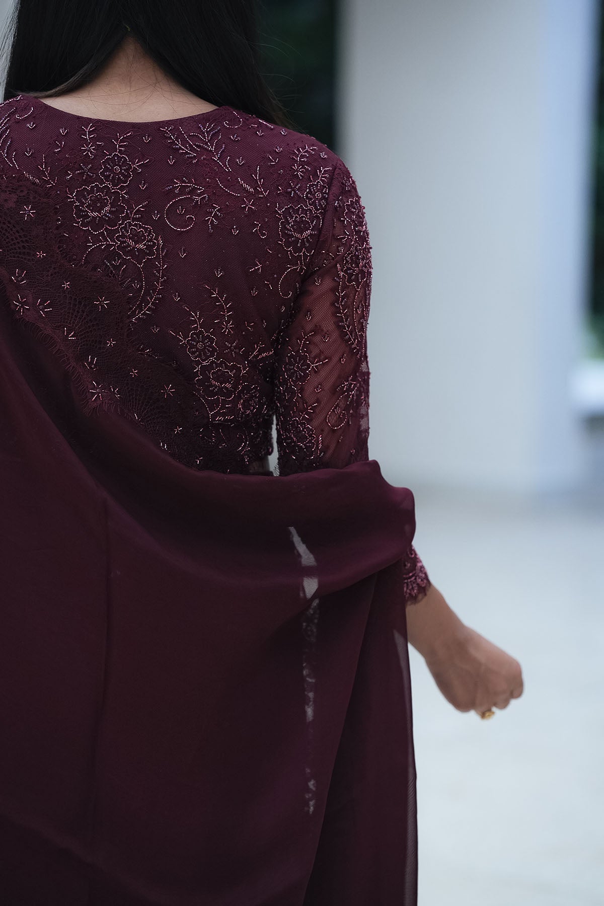 
                  
                    Burgundy Chantilly Jacket Pant Set
                  
                