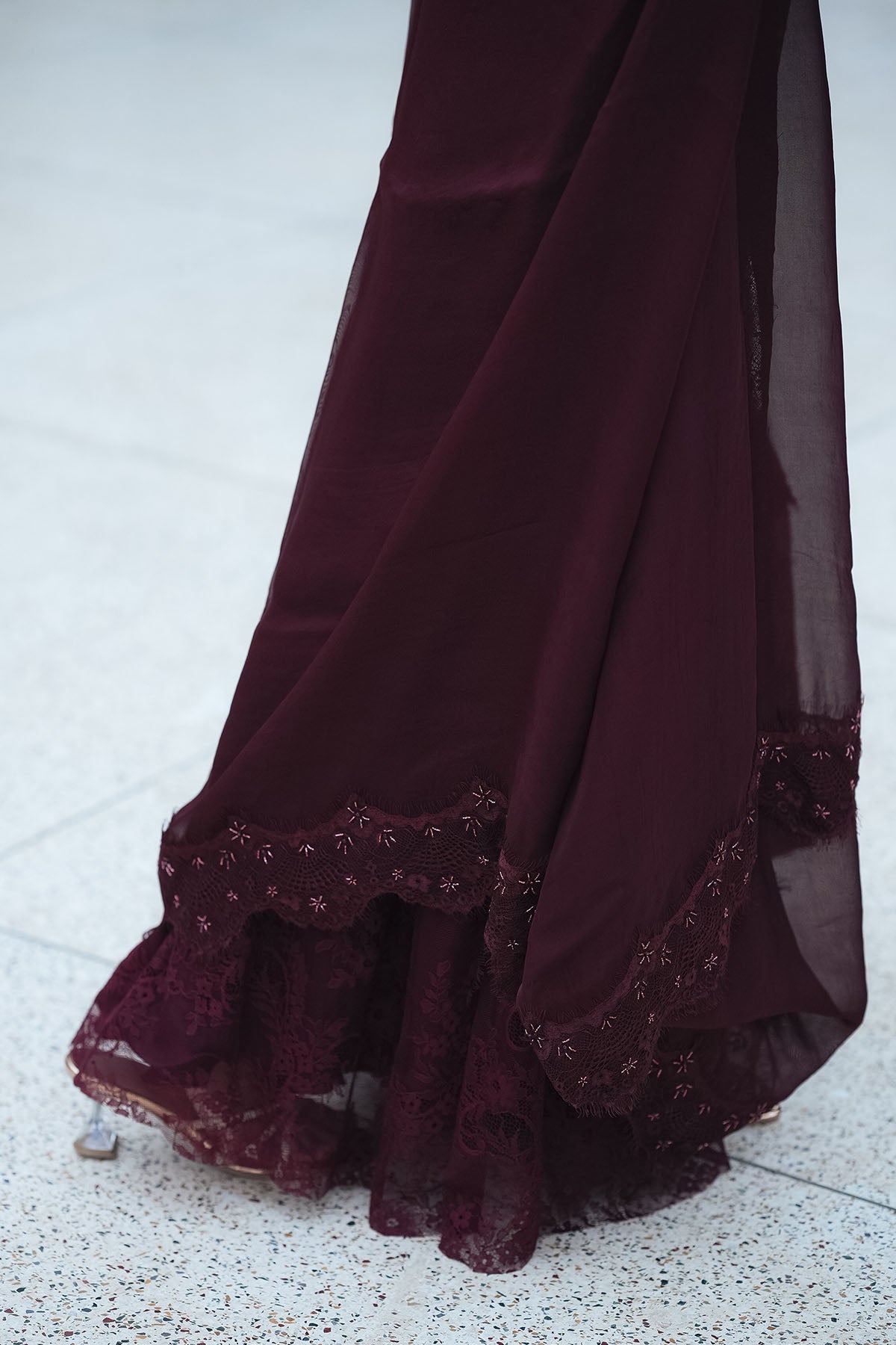 
                  
                    Burgundy Chantilly Jacket Pant Set
                  
                