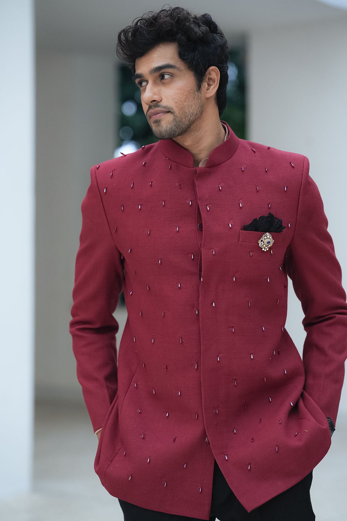 
                  
                    Maroon Crystal Prince Coat Sey
                  
                