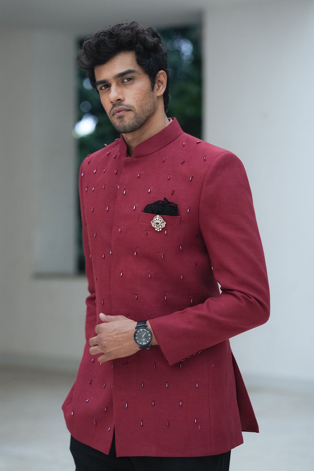 
                  
                    Maroon Crystal Prince Coat Sey
                  
                