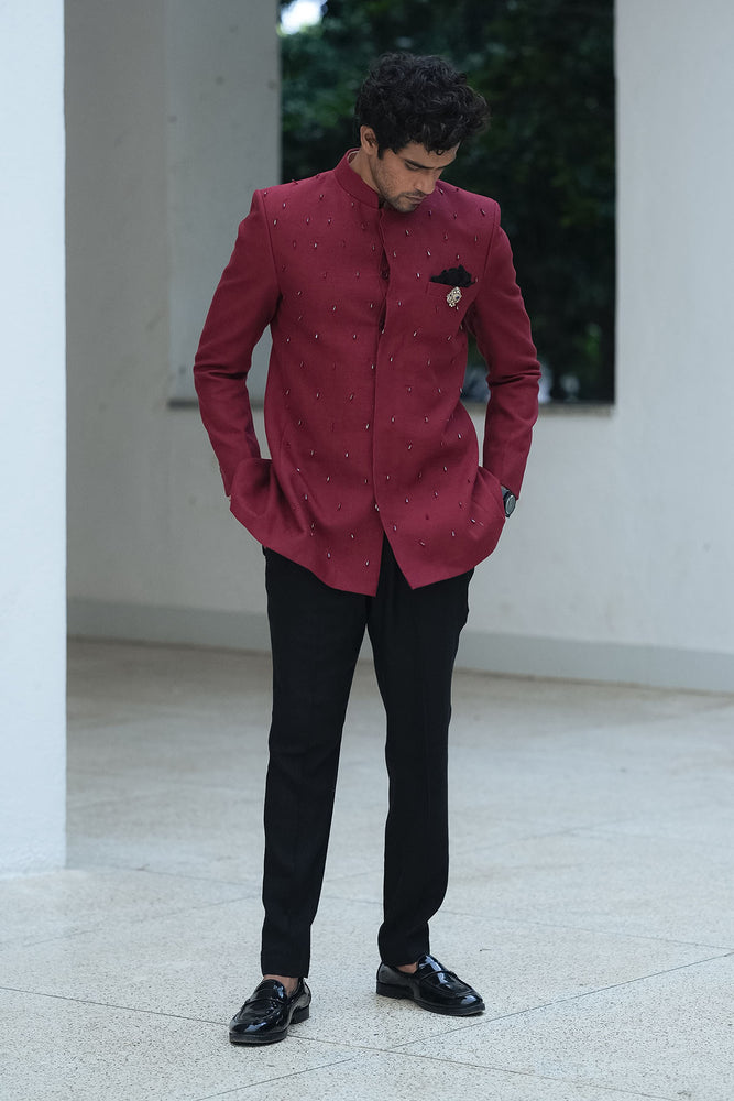 
                  
                    Maroon Crystal Prince Coat Sey
                  
                
