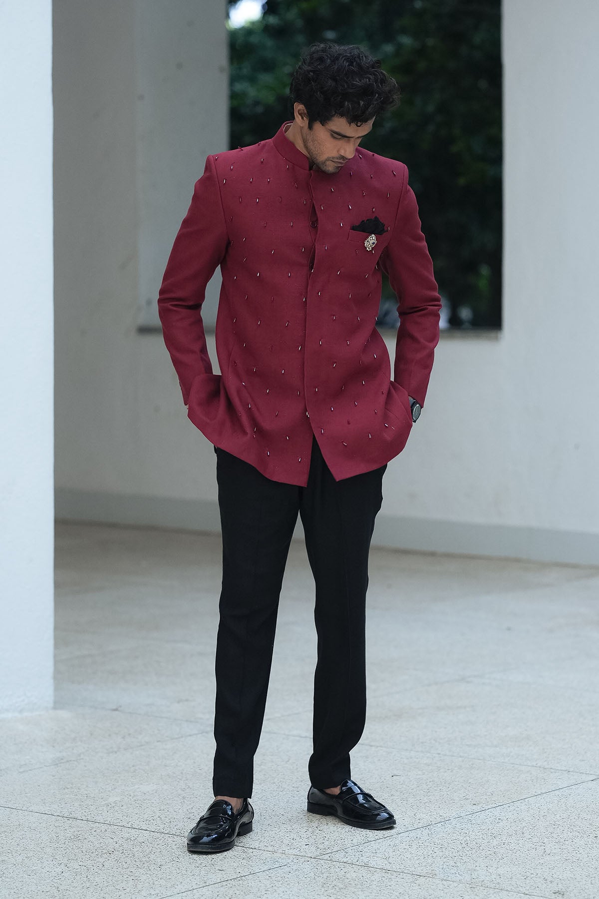 
                  
                    Maroon Crystal Prince Coat Sey
                  
                