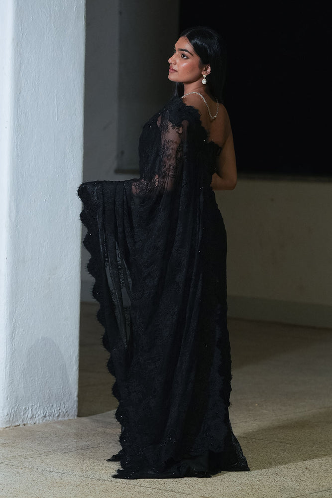 
                  
                    Black Chantilly Split Saree
                  
                