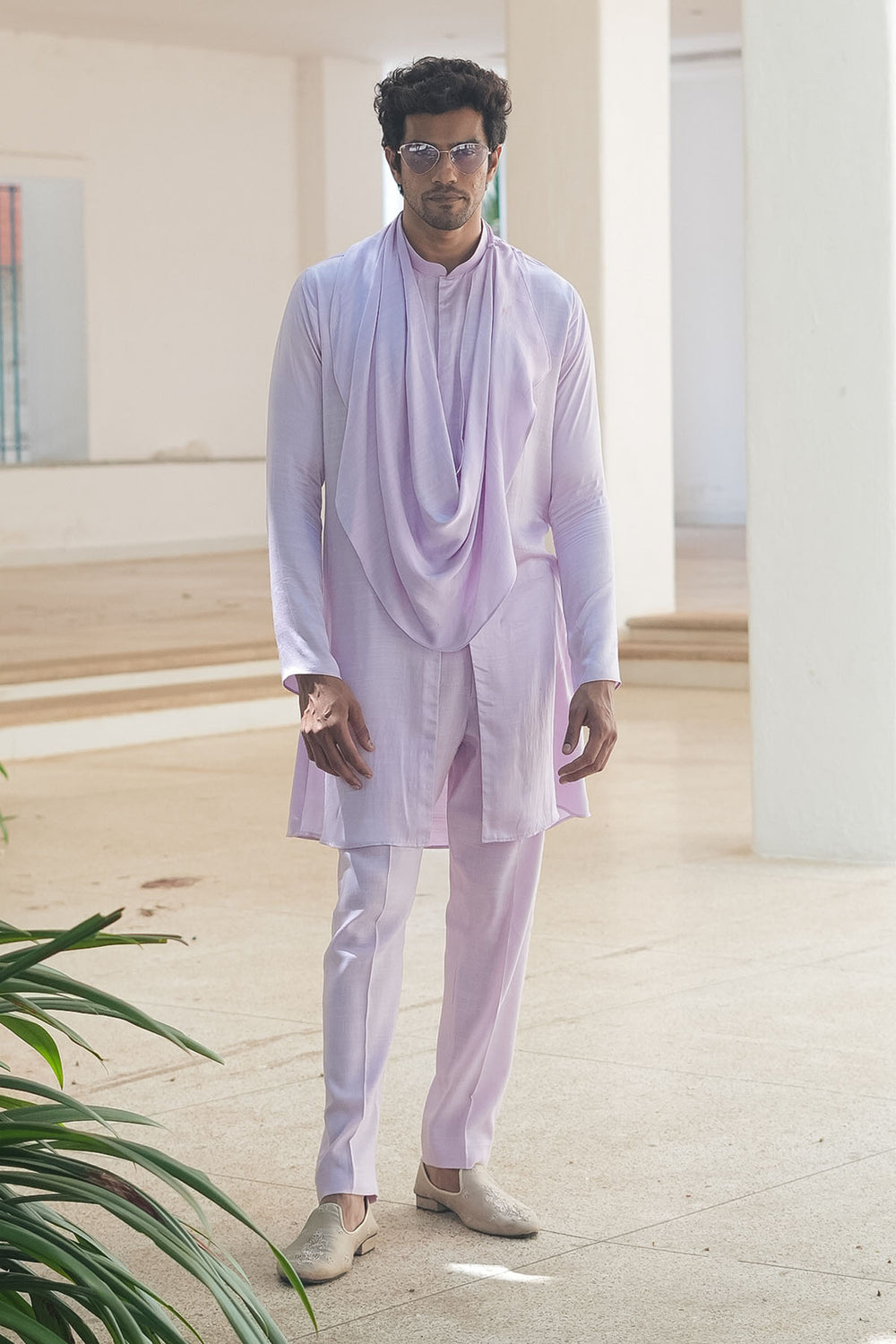 Lavender Cowl Kurta Set