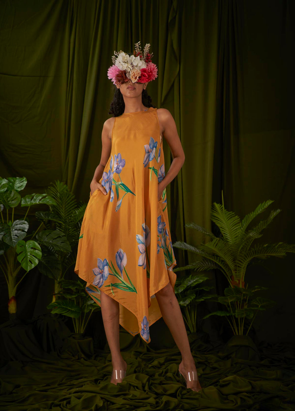 Wild Saffron Flower Hankerchief Dress.