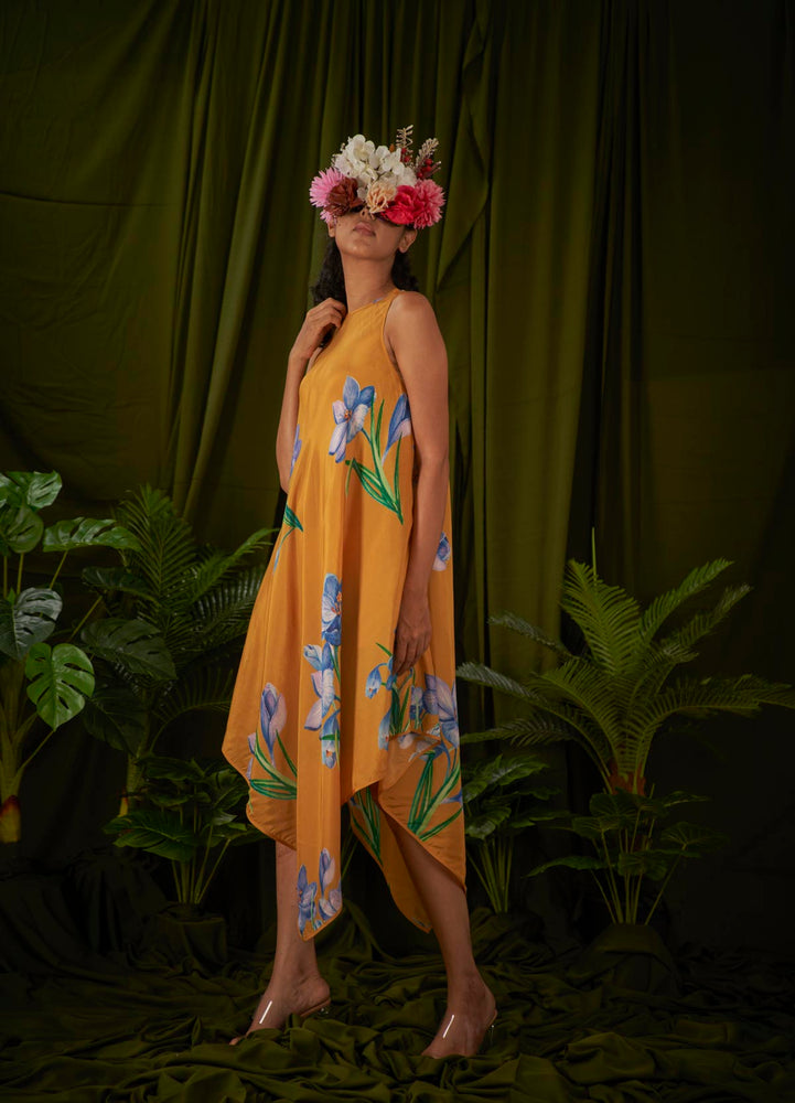 
                  
                    Wild Saffron Flower Hankerchief Dress.
                  
                