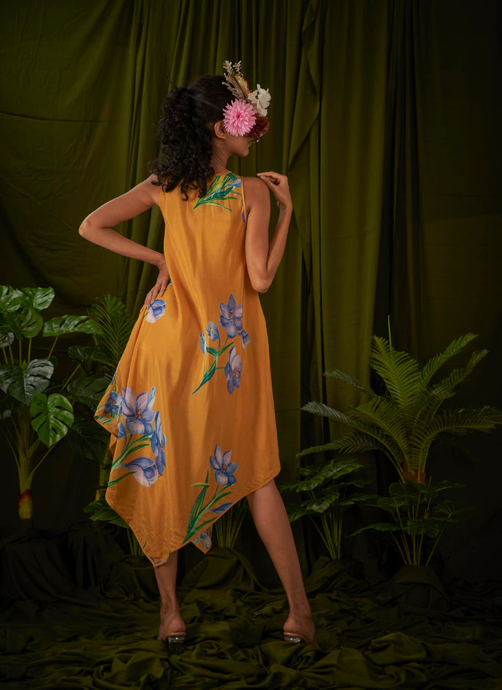
                  
                    Wild Saffron Flower Hankerchief Dress.
                  
                
