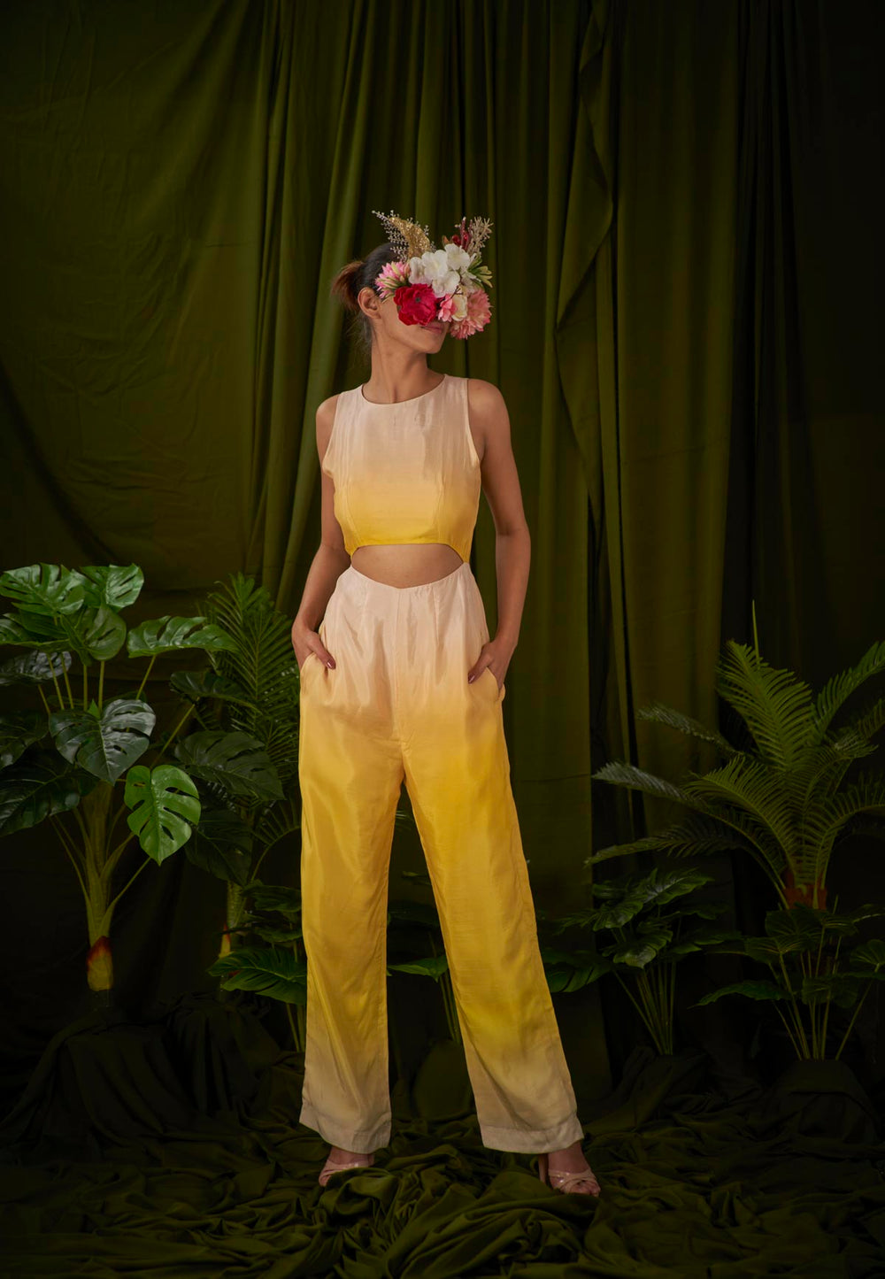 Ombre Yellow Cutout Jumpsuit