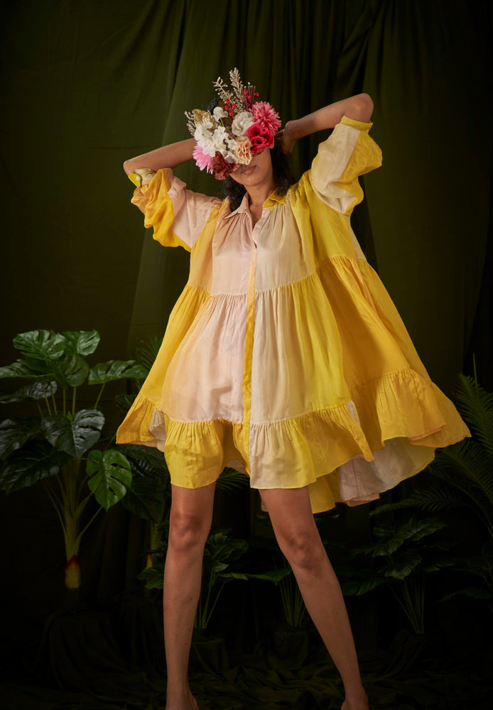 
                  
                    Shades of yellow layered dress
                  
                