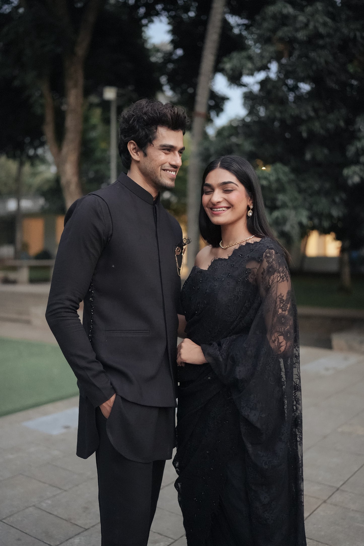 
                  
                    Black Chantilly Split Saree
                  
                